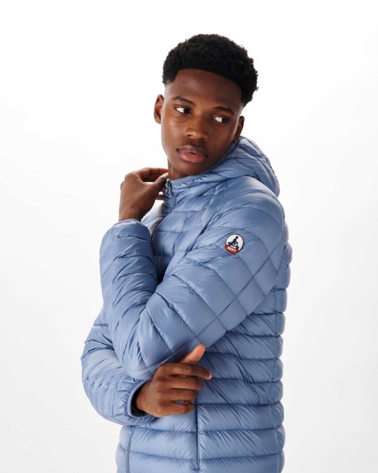 Doudoune Légère à Capuche Bleu Delave Nico Jott
