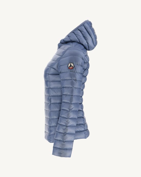 Doudoune Légère à Capuche Bleu Delave Cloe Jott