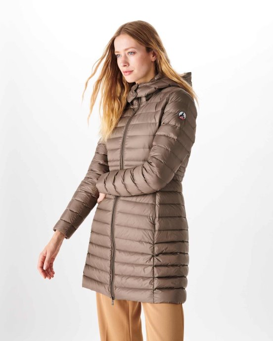 Jott Doudoune Longue à Capuche New In Taupe Vero