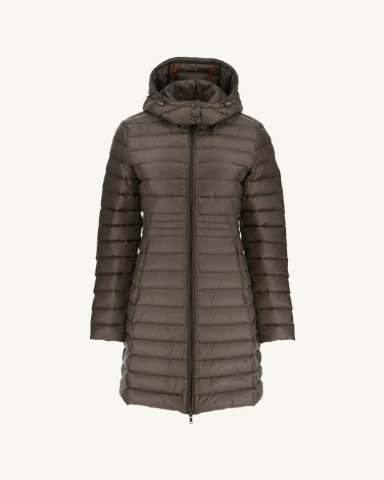 Jott Doudoune Longue à Capuche New In Taupe Vero