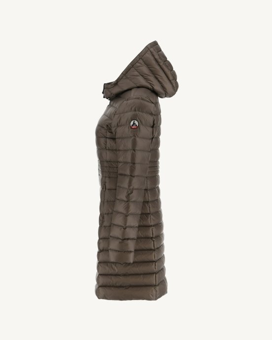 Jott Doudoune Longue à Capuche New In Taupe Vero
