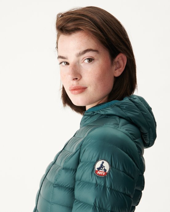 Doudoune Légère à Capuche Vert Fonce Cloe Jott