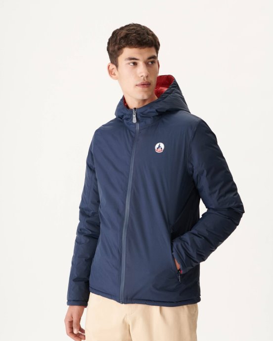 Doudoune Réversible Bleu Marine/rouge à Capuche Bergen Jott