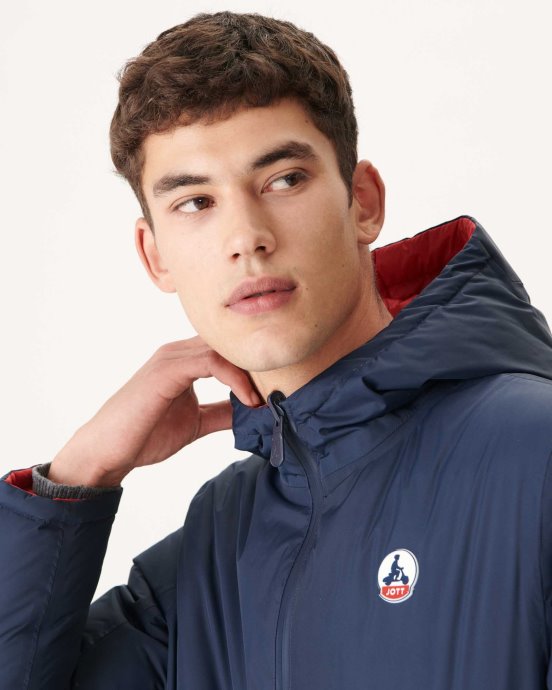 Doudoune Réversible Bleu Marine/rouge à Capuche Bergen Jott