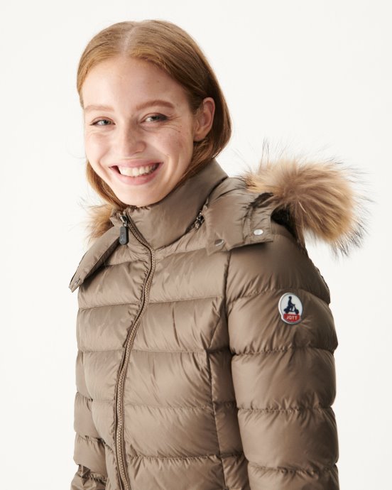 Jott Doudoune à Capuche New In Taupe Luxe
