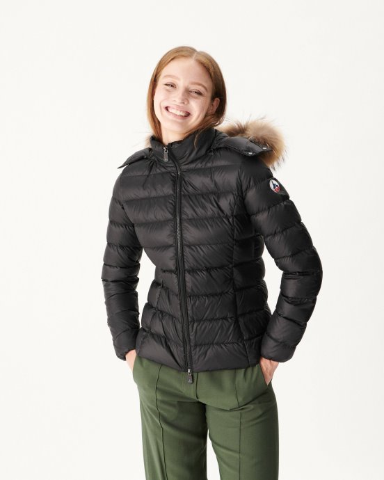 Doudoune à Capuche Noir Luxe Jott New In