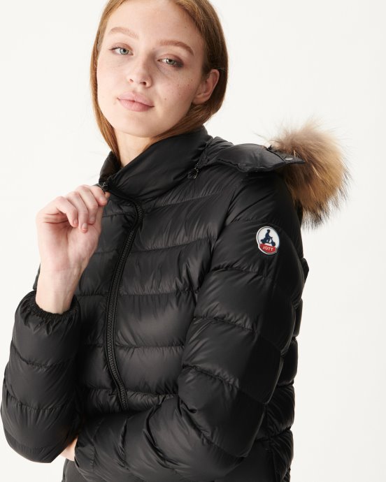 Doudoune à Capuche Noir Luxe Jott New In